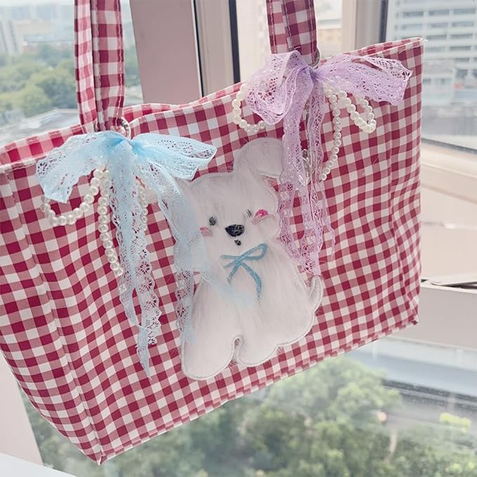 Pearl Bow Keychain Cute Y2k Lace Bowknot Keychain Coquette Aesthetic Accessories Bag Purse Handbag Backpack Charm
