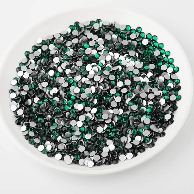 beadsland Flat Back Crystal Rhinestones Round Gems, Emerald (3.8-4.0mm) SS16/1440pcs