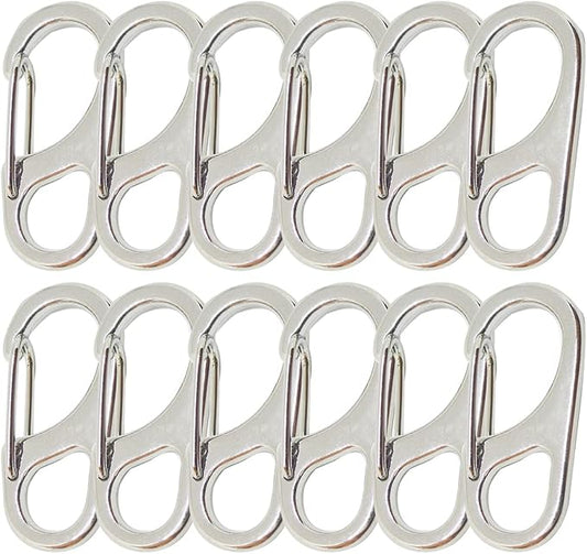 Small Carabiner Clips 1.25 inch/1.85 inch Snap Hooks with Fixed Eye Spring Gate Keychain Parocord Rope Clasps Accessories