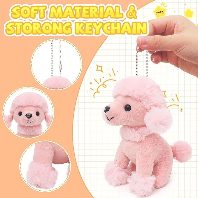 12 Pcs Mini Plush Puppy Set, Adopt A Pet Dog Party Favors with Keychain Gift Toys with Carton Dog House, Kids Baby Show Birthday Christmas Party