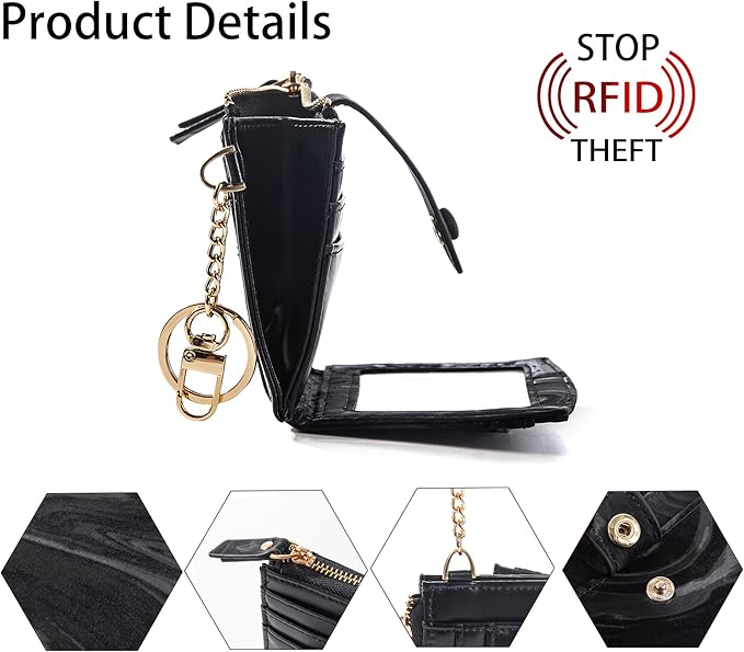Keychain Wallet Wristlet Small Credit Card Holder Bracelet Key Chain Purse Bangle Tassel Beads Key Rings for Women