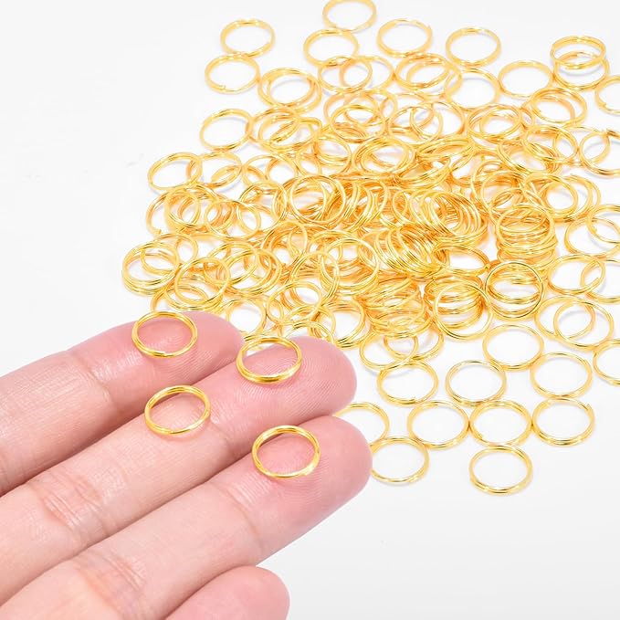 100pcs 10mm Mini Split Ring for Keychains, Double Loops Split Jump Rings Jewelry Making Metal Tiny Small Key Ring for Pet Collar Tag Luggage Tag DIY Craft