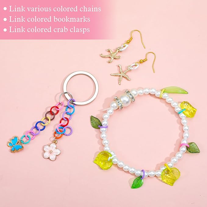200 Pcs Colored Jump Rings for Keychains, 8mm Iron Open O Rings for Jewelry Making, Small Closed Jump Ring for DIY Keychain, Necklace, Bracelet, Earring, Pendant Crafting