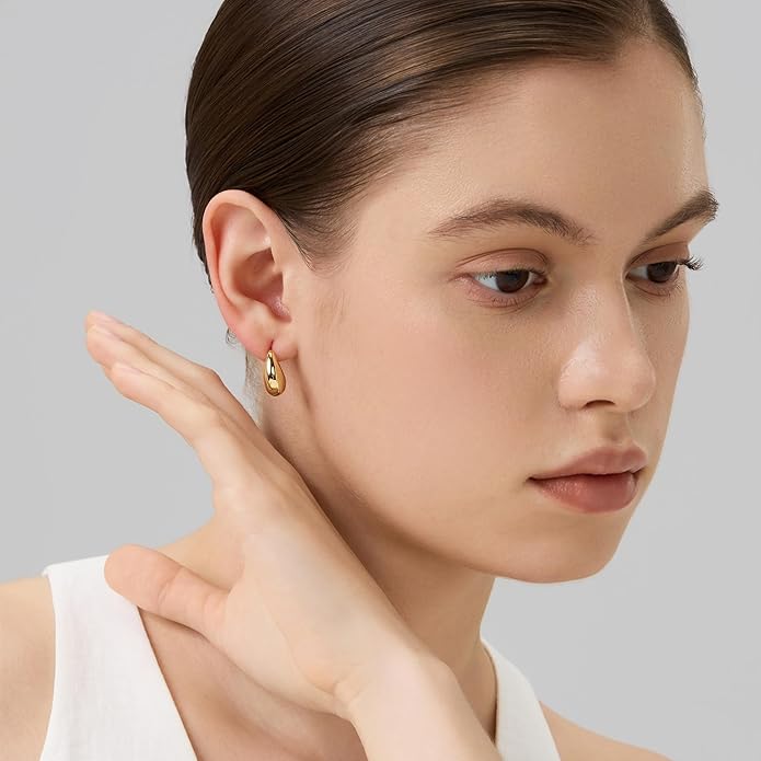 FRUMOS 925 Sterling Silver Huggie Earrings for Women 18K Gold Plated Hoop Earrings for Women Hypoallergenic Small Cubic Zirconia Huggie Earring