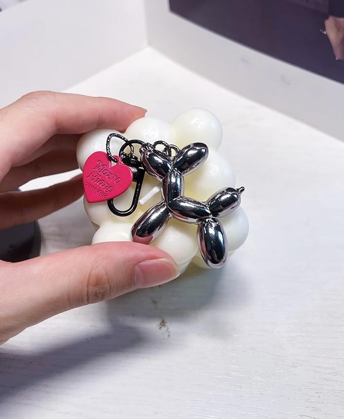 LAEKOU Jelly Balloon Dog Design Keychain for Women, Cute Girls Key Chain, Bag Charms Accessories for Car Purse Backpack