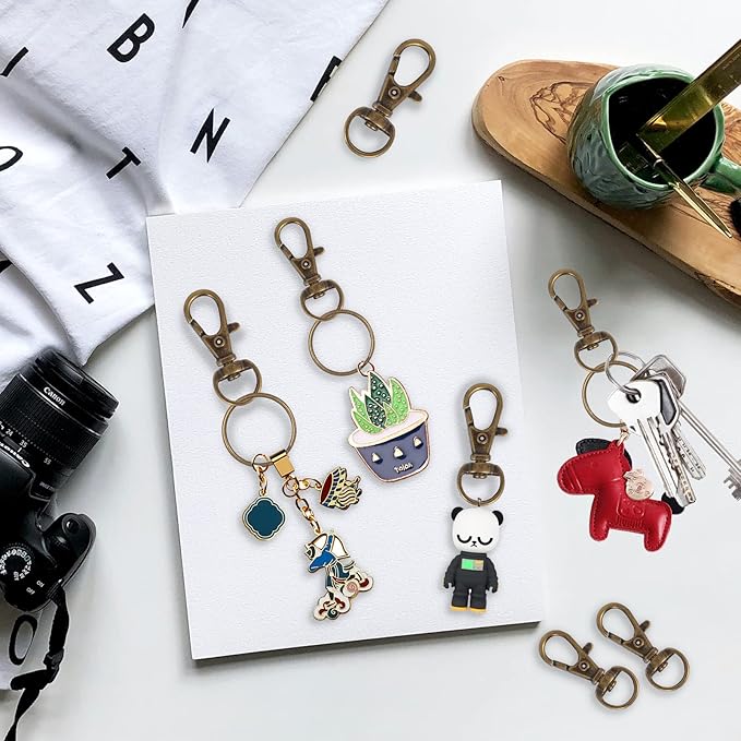 100PCS Keychain Hooks with Key Rings.. Metal Swivel Lobster Claw Clasps, for Keychain Clip Lanyard, Jewelry Making, Crafts