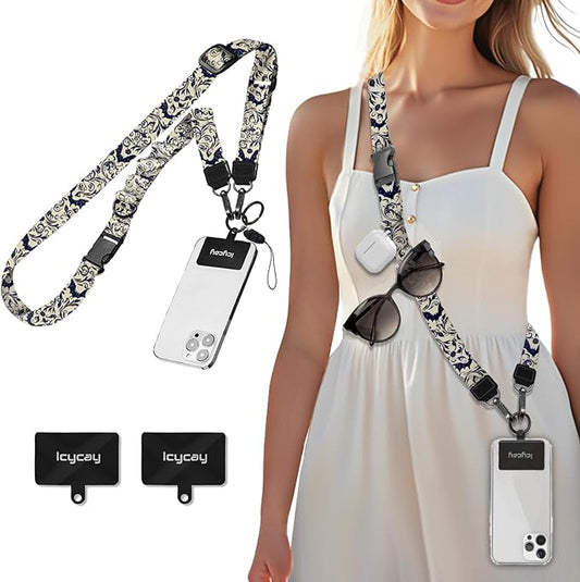 Phone Lanyard Crossbody, Gothic Bat Cell Phone Strap for Around The Neck Adjustable, Goth Teacher Anti Theft Cute Lanyard for iPhone Case ID Holder Keys Accessories Travel Essential