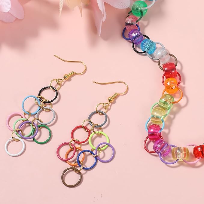 300 Pcs Colored Jump Rings 10mm Iron Metal Jump Rings Close O Ring Connectors Jewelry DIY Findings for Jewelry Keychain Choker Earring Necklaces Bracelet Making