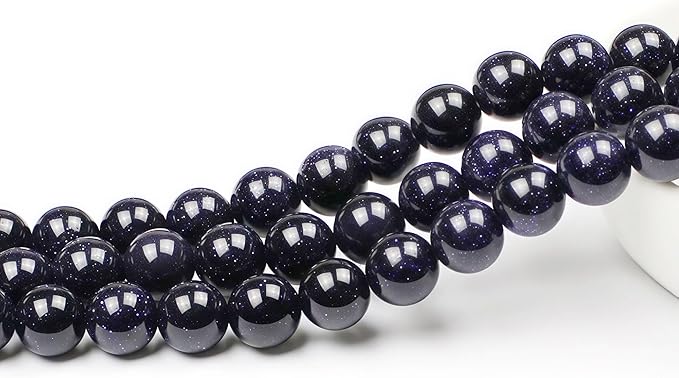 MJDCB Natural Stone Beads Blue Sand Stone Round Loose Beads for Jewelry Making DIY Bracelet Necklace (8mm)