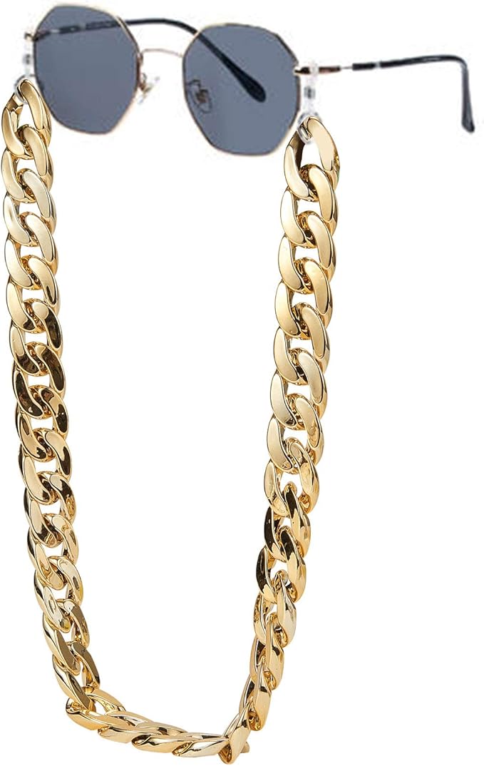 LiQunSweet 5m(16.4 Feet) CCB Plastic Curb Twist Gold Metal Color Linking Chains for Costume Decoration Anti-Lost Glasses Lanyard Rope Bag Strap Jewelry Necklace Making - 30x21mm
