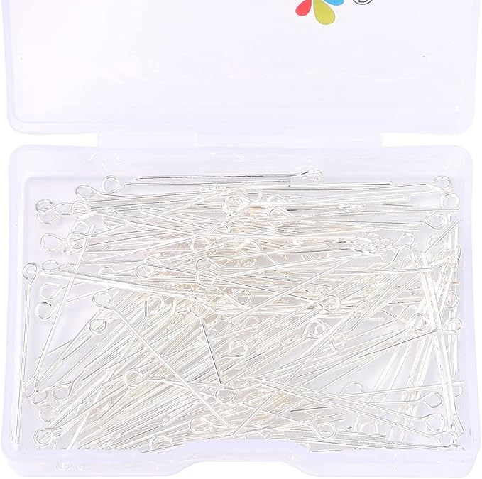 Silver Plated Open Eye Pins Non Tarnish 30mm 150pcs for Jewelry Making Findings