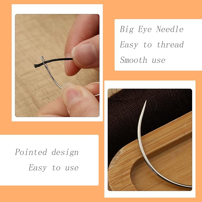 100 PCS Curved Needles, Sewing Needles, Leather and Weaving Needles for Carpet Leather Canvas Repairing, Blocking Knitting, Modelling and Crafts