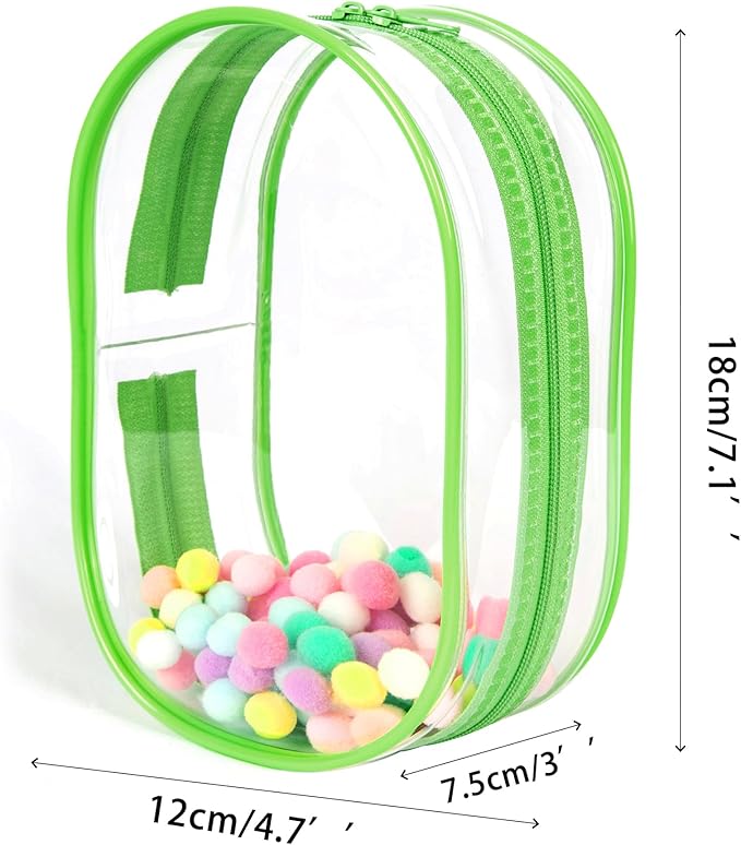 CHICHO Clear Figure Display Bag with White Hairball Keychain, Portable Doll Storage Bag Hanging Blind Box Organizer Zipper Closure