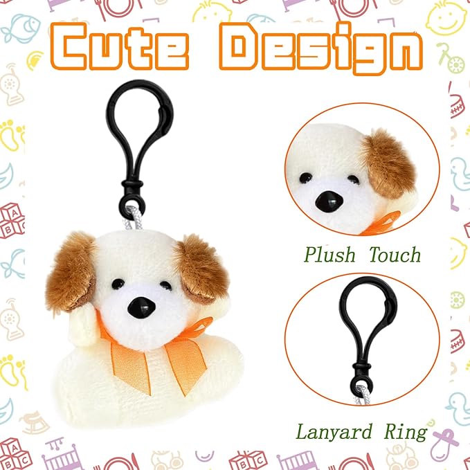 30 PCS Mini Plush Toys,Cute Stuffed Animals Plush Keychain Set,Animals Toys for Kids,Easter Basket Stuffers,Party Favors,Classroom Gift