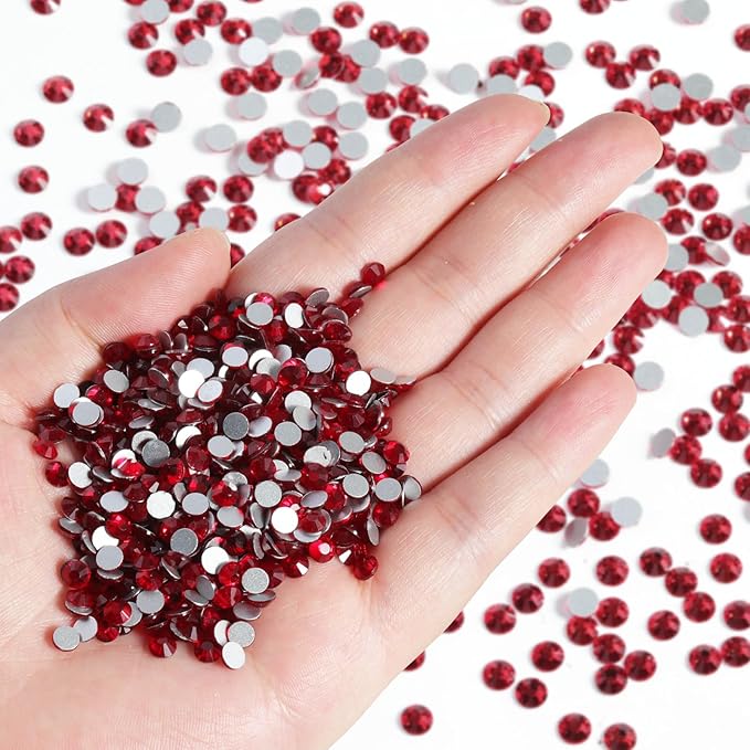 Beadsland Flatback Rhinestones Bulk, 14400pcs Red Rhinestones for Nails Crafts Clothes DIY Decoration, Siam, SS16, 3.8-4.0mm