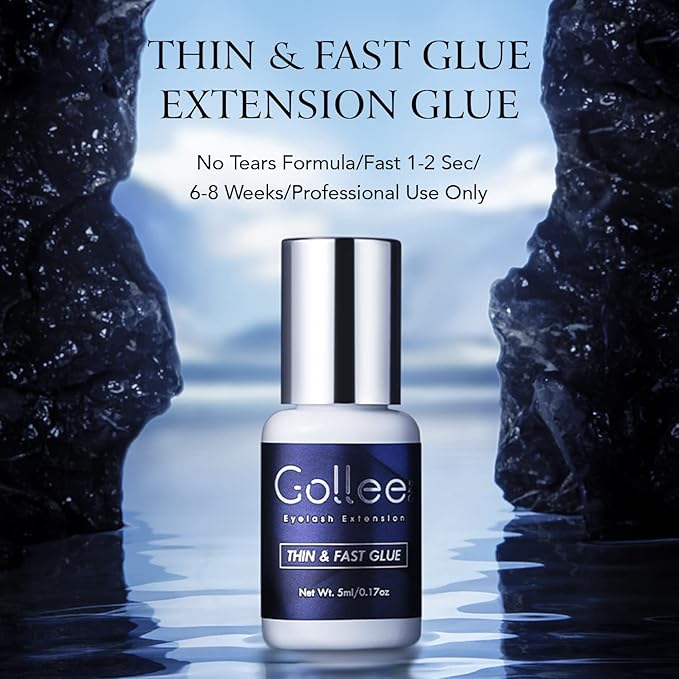 Eyelash Extension Glue High Flexibility Eyelash Glue 1 Sec Drying Time/Retention 6-8 Weeks/(0.17fl.oz / 5ml) Max Bond Thin Lash Adhesive for Eyelash Extension Lash Adhesive for Professional Use Only