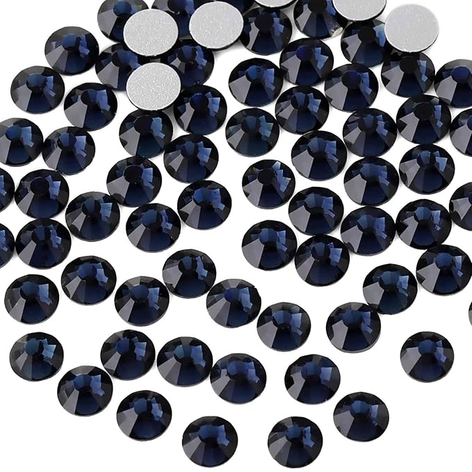 Beadsland 288pcs Flat Back Crystal Rhinestones Round Gems for Nail Art and Craft Glue Fix, Montana, SS34, 7.1-7.3mm