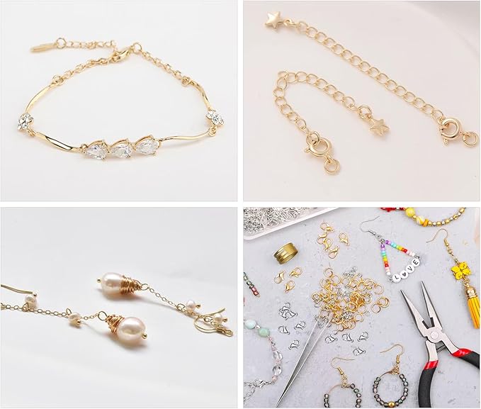 1500pcs 14k Gold Filled Jump Rings,Non Tarnish Gold Open Jump Rings for Necklace Bracelet Earrings DIY Jewelry Making Supplies (0.7x3mm, Gold)