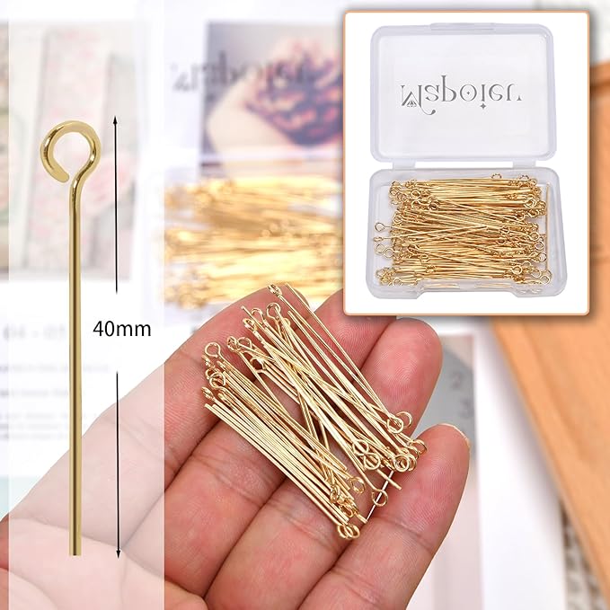 150pcs 40mm 14K Gold Filled Eye Pins DIY Crafts Beads Charms Earring Bracelet Jewelry Making Accessories Supplies