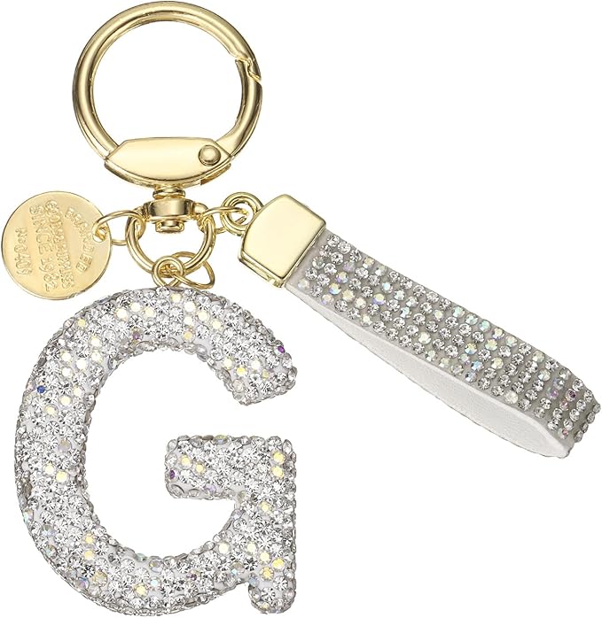 PATIKIL Initial Letter Keychain, Cute Sparkly Rhinestone Key Chain Alphabet Charm for Car Keys Handbags Purse