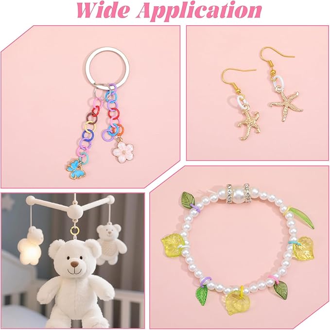 200 Pcs Colored Jump Rings for Keychains, 8mm Iron Open O Rings for Jewelry Making, Small Closed Jump Ring for DIY Keychain, Necklace, Bracelet, Earring, Pendant Crafting