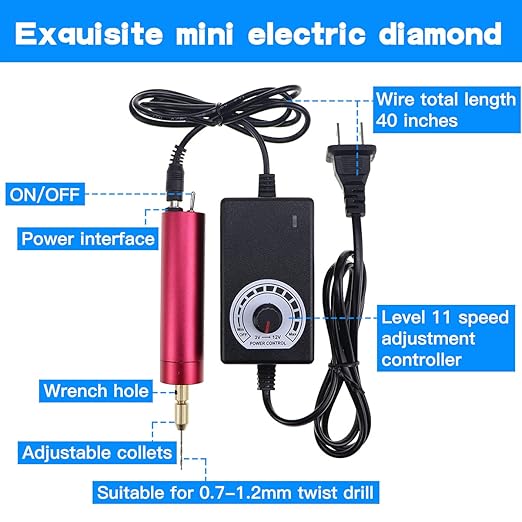 Electric Mini Drill with 10 Pcs Twist Drills Bits (0.81.2mm) and 200 Pieces Eye Screw for Resin, Plastic,Wood Polymer, DIY Jewelry, Key Chain Making, ZYdrill set