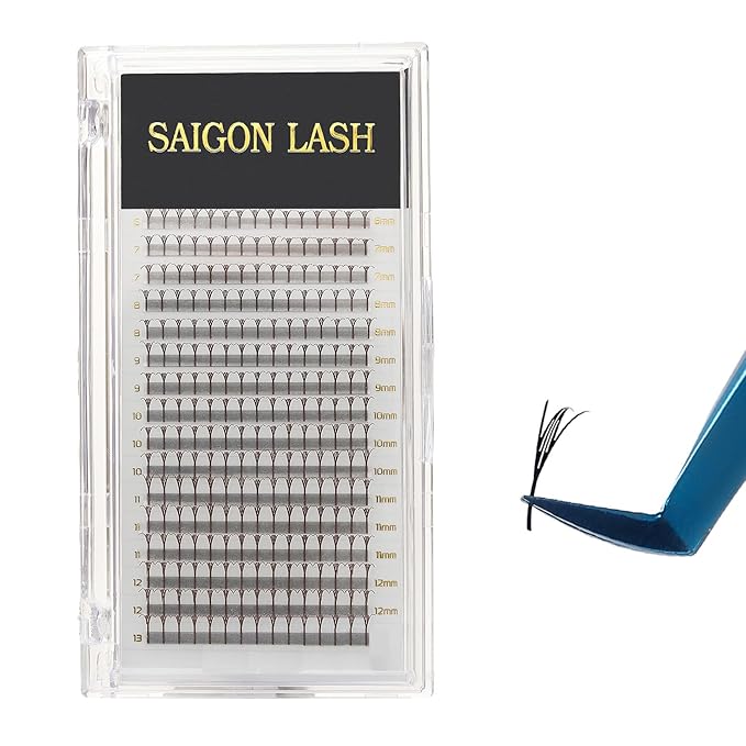 SAIGON LASH Anime Lash Kits Promade Fans –3D & 12D Wispy Volume Lashes, CC Curl 0.07, Mixed Length 6–13mm, Loose Handmade Extensions for Lash Artists (Dark brown-C-0.05-6 - 13mm)