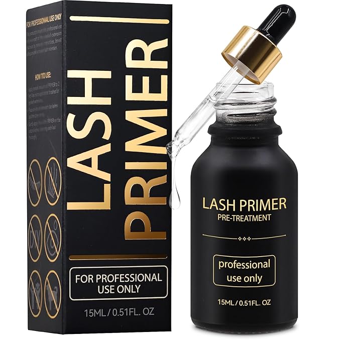 Miuffue Lash Primer for Eyelash Extensions, Pre-Treatment for Eyelash Extensions, Remove Oils & Proteins, Increase Adhesive Bonding Power Retention, Professional Use,0.5fl. oz (15ml)