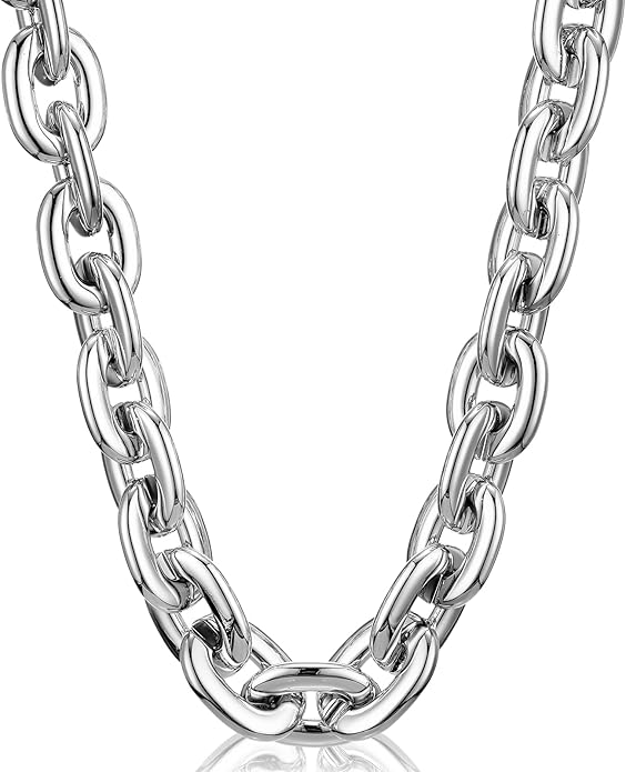 Remuuly Plastic Chain Necklace Chunky Big Fake Necklace Hip Hop Rapper Giant Turnover Chain Costume for Halloween