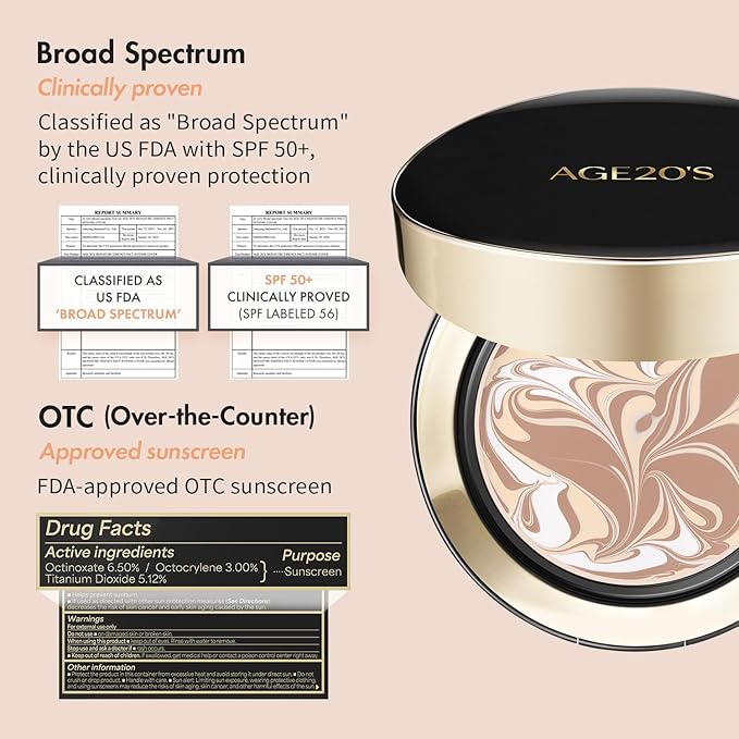 AGE20'S Signature Essence Pact SPF 50+ | Pack of 2 | 23 Medium Beige | Cream Foundation, Dewy Finish, Natural Coverage | Korean Cushion Foundation
