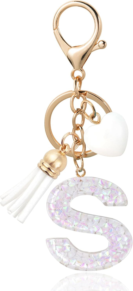 Alphabet Initial Letter Keychain Cute Heart Resin - Letter Keychain for Backpack Charms - Initial Keychains for Women