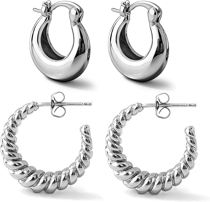 Gold Earrings for Women Trendy, Chunky Gold Huggie Stud Hoop Hypoallergenic Earrings, Jewelry Gifts for Best Friend