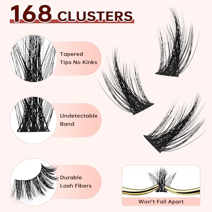 JOLIETIFY Lash Extension Kit, Manga Style, Faux Mink DIY Cluster Lashes 8-16mm, Waterproof Bond & Seal, Reusable Individual Lashes, Eyelash Tweezers, Lash Remover, Easy to Apply for Beginners