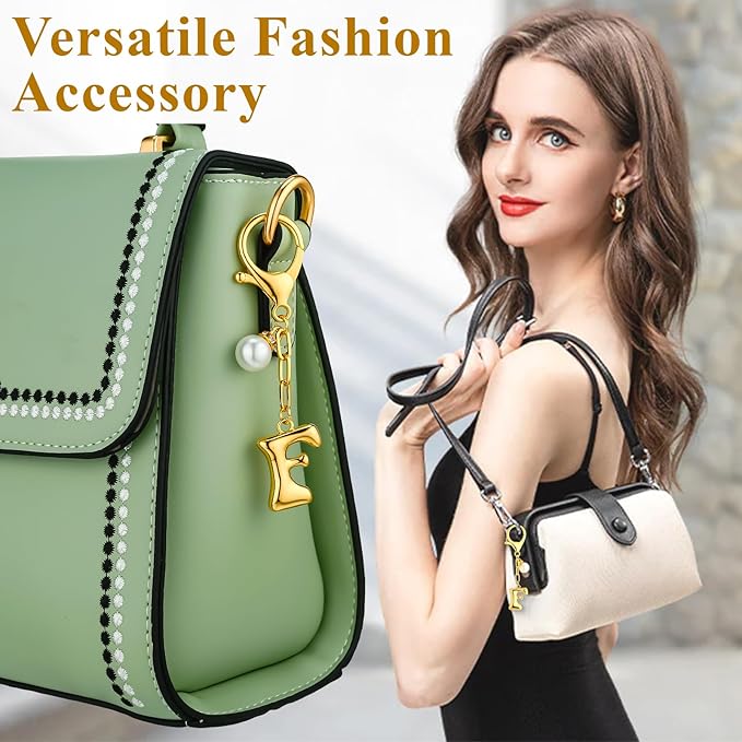 VICKHU Gold Plated Bubble Initial Letter Cute Keychain for Women Car Key Purse Decorative Keyring Handbag Charms Fashion