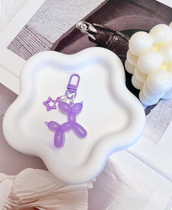 LAEKOU Star Balloon Dog Keychain for Women, Cute Y2K Key Chain Accessories, Aesthetic Charms for Bag Backpack