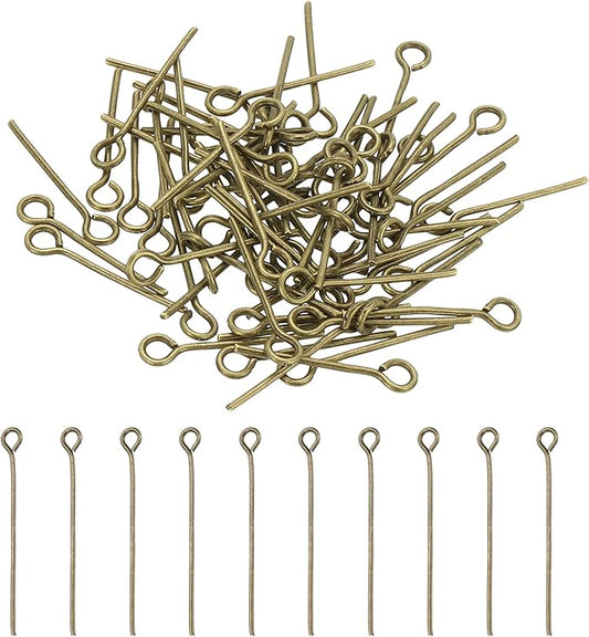 PATIKIL 16mm Open Eye Pins, 150Pcs 23 Gauge Metal Head Pins Needles Eye Pins for Jewelry Making Findings Earring Necklace Bracelet DIY Crafts, Bronze