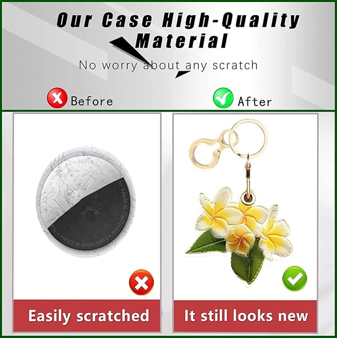 Leather Keychain Holder Case Compatible with AirTag,Cute Protective Apple Air Tag Cover with Keychain Ring,Anti-Scratch Finder GPS Tracker Case for Wallet Keys,Bag,Pets(Figure 5)