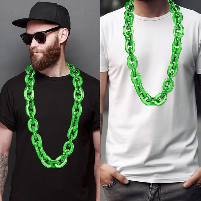 Remuuly Plastic Chain Necklace Chunky Big Fake Necklace Hip Hop Rapper Giant Turnover Chain Costume for Halloween