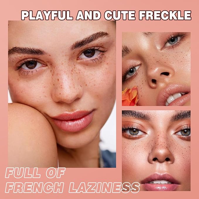 Upgrade Faux Freckle Stamp Pen – Waterproof Fake Freckles Makeup Tool, Natural-Looking Freckle Maker & Spray with Multi-Prong Precision Stamp Head, Long-Lasting Sunkissed Makeup (Honey Brown)