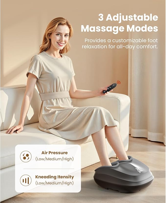 BOB AND BRAD Shiatsu Foot Massager with Heat and Remote,Valentine‘s Day Gifts for Her Him,FSA Eligible HSA Deep Kneading Electric Feet Massager for Plantar Fasciitis, Fits US Size 12