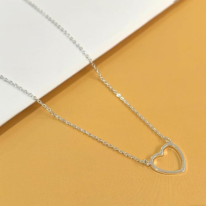 Airmb Cute Heart Necklace for Women Gold/Silver Plated Heart Pendant Choker Necklaces Tendy Love Heart Chain Necklace Dainty Gold/Silver Necklace Jewelry Gifts for Women