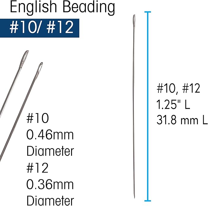 The Beadsmith Bead Embroidery Needles, Size 10 and 12 Assortment, Pack of 4, European Quality, Ideal for Right Angle Weave - The Blunt Tips Will not fray Threads as They Pass!
