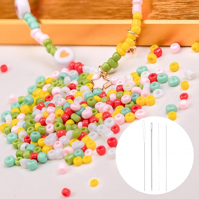 uxcell Beading Needles Fine Thin Long Straight Sewing Embroidery Threads Stainless Steel 3.94 Inch 50Pcs