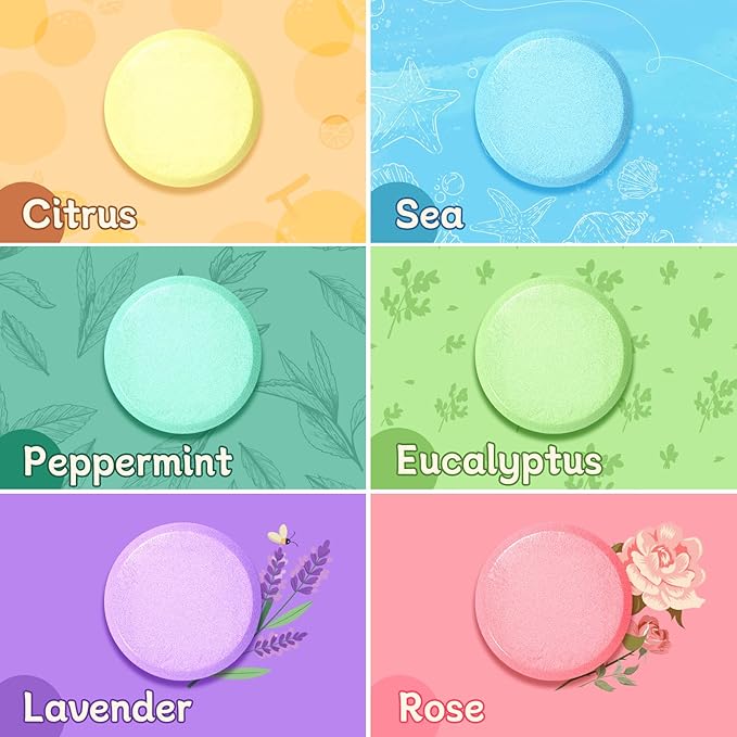 CalmNFiz 12 Pack Shower Steamers Aromatherapy, Stocking Stuffers for Women Men, Birthday Gifts for Her, Christmas White Elephant Gifts for Mom Adults Teen, Relaxation Self Care Natural Essential Oil