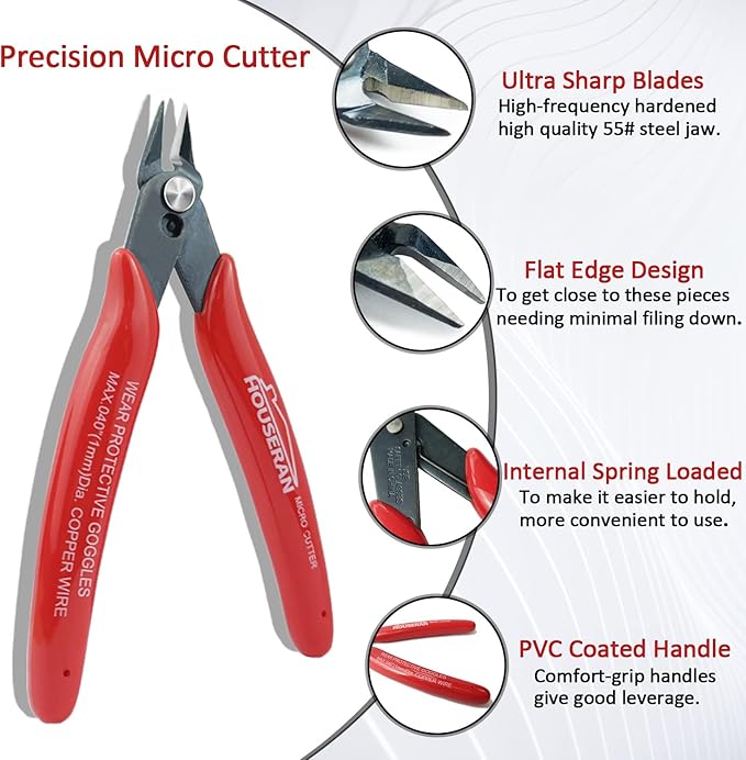 2-Piece Mini Pliers Set – 5" Needle Nose Pliers & Flush Wire Cutters, High-Carbon Steel, Spring-Loaded, Anti-Rust Coating, Jewelry & Electronics Repair, Zip Ties, Crafts