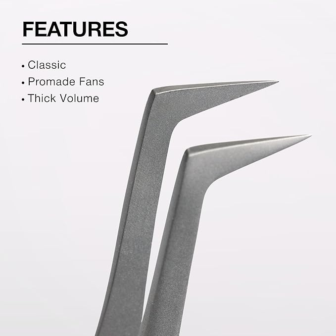 Curacoro Lash Tweezers - LashSmith L-Shaped Eyelash Tweezer for Thick Volume Lashes