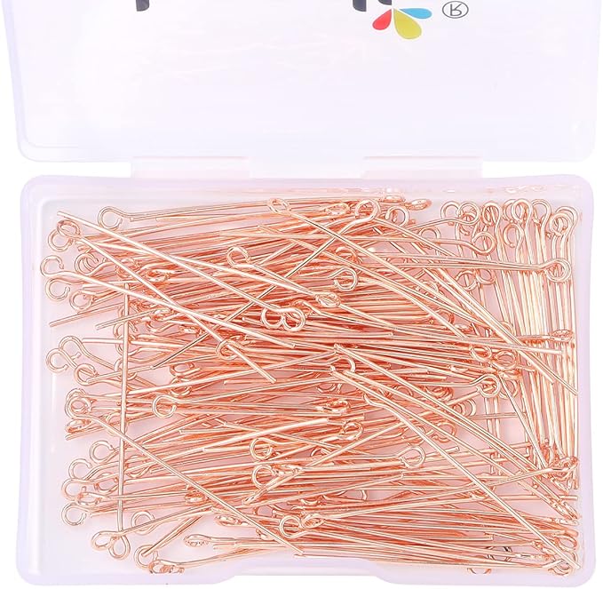 Rose Gold Plated Open Eye Pins Non Tarnish 35mm 150pcs for Jewelry Making Findings