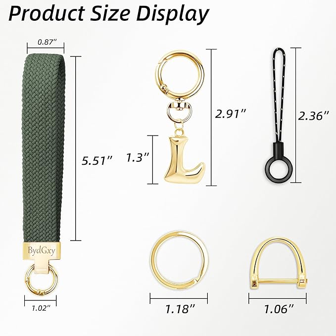Stretchy Wristlet Initial Keychain, Key Chains Women Cute with Keyring, Llaveros para Mujer, Car Key Accessories