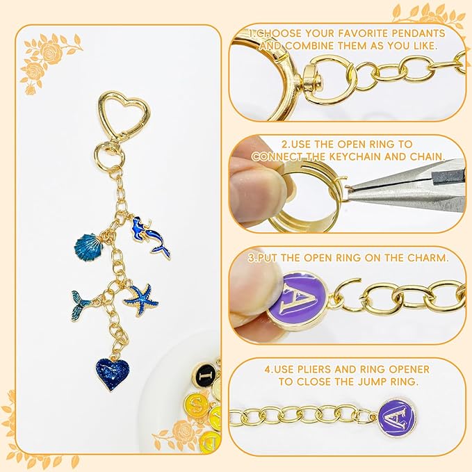 VvLons 323Pcs Keychain Making Kit, Lip Gloss Keychain Making Kit Including 101 Charms 15 Clips 20 Extender Chain, Jewelry Making Kit for Bags Keychains Christmas Gifts Craft Supplies