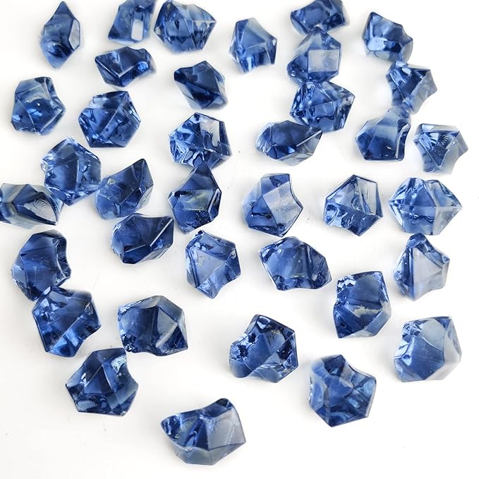 HappyFiller Fall Decoration Grey Blue Fake Crystal Dazzlers Acrylic Ice Rocks 160 PCS Faux Cubes Stones for Vase Fillers,Wedding Centerpieces,Party Decor,Table Scatter,Home Accents,14 OZ